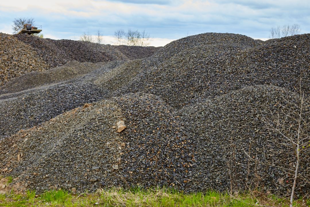 slate aggregates, heaps of slate aggregates at an industrial site
